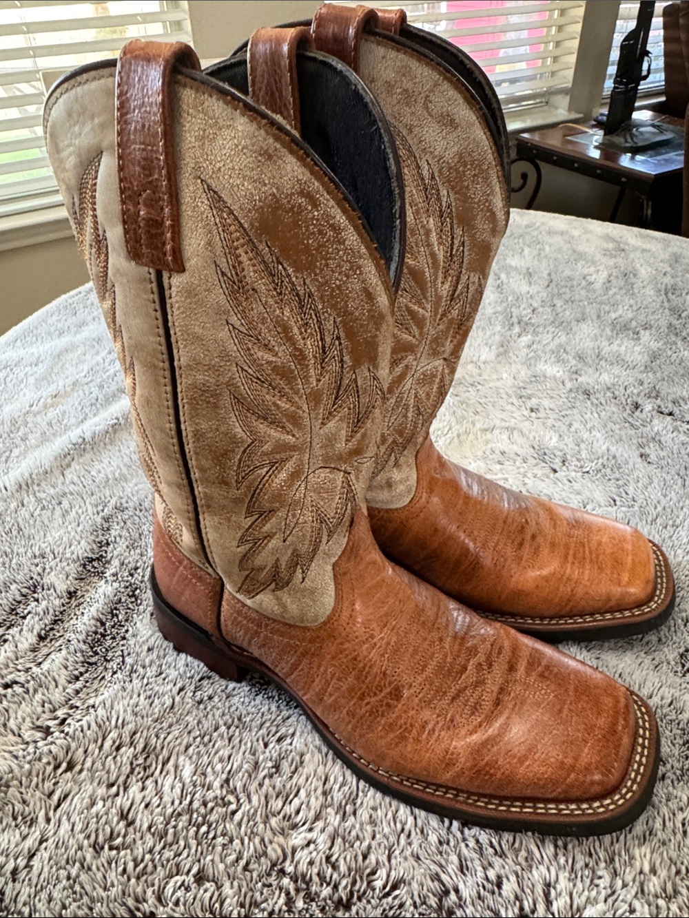 Laredo 7851 Men’s Western Cowboy Boots Size 8D Brown Leather Square Toe Two Tone